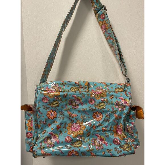 Kalencom Laminated Diaper Buckle Bag Turquoise Pink Gypsy Wildflower - Picture 10 of 10